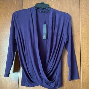 Karisa Surplice Front Draped Top Purple NWT Sz Small Ret $148